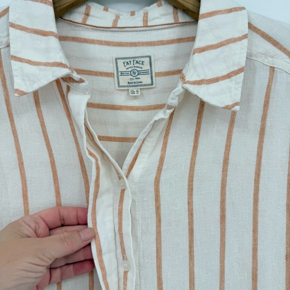 Fat Face Linen Viscose Striped Button Up Tunic Billie Shirt Size 12 - Picture 8 of 13